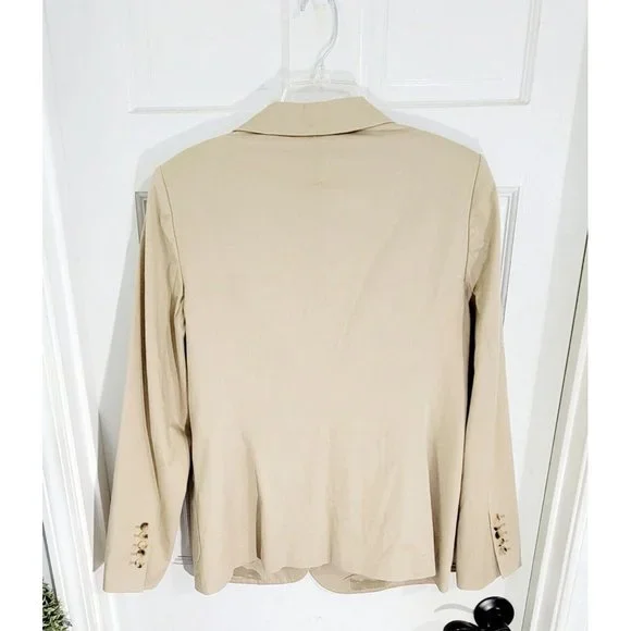 Escada Womens Beige Blazer Coat Long Sleeve Two Front Button w/ Pockets Size 44 - Picture 4 of 10